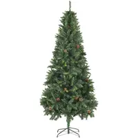 vidaXL Kunstkerstboom met dennenappels 210 cm groen