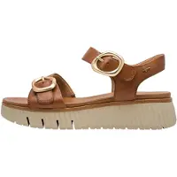 Tamaris Comfortabele leren sandalen met sleehak