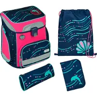 Scooli EasyFit schooltassenset Glow Edition - Stippel Dolfijn