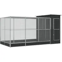vidaXL Volière met verlengstuk zilver 416x203x216 cm staal