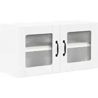 vidaXL Wandglas Kasten LUCCA Wit 80 x 31 x 40 cm Bewerkt hout