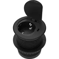 ORNO Stekkerdoos - 1 stopcontact met deksel - Verdeelstekker met USB C - Inbouw Bureau stekkerblok met 1.9 meter kabel - Zwart