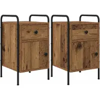 vidaXL Nachtkastje 2 st Oud hout 35 x 36,5 x 61 cm Bewerkt hout