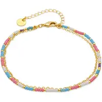 Luxenter armband in metaallegering en roze kristal, afgewerkt in 18 karaats geelgoud - Zasau