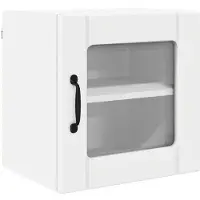 vidaXL Wandglas Kasten LUCCA Wit 40 x 31 x 40 cm Bewerkt hout