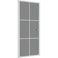 vidaXL Binnendeur 93x201,5 cm ESG-glas en aluminium wit