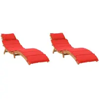 vidaXL Ligstoelen met kussens 2 st massief acaciahout rood