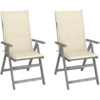 vidaXL Tuinstoelen 2 st verstelbaar met kussens massief acaciahout