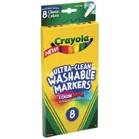 Crayola Ultra-Clean Wasbare Stiften, Color Max, Fijne Lijn Klassieke Kleuren 8 St.