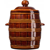 Kadax Steengoed pan, dichte keramische pot met watergoot en deksel, vaatwasmachinebestendige steengoedpan, gaarpan van keramiek, inlegpan voor komkommers (bruin, 3,2 l)