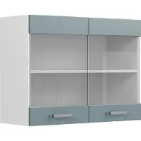 Vicco R-Line Glazen keukenkast – 80 cm Blauw-grijs