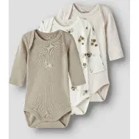 Name it Rompertje/body beige / beige gemêleerd / wit
