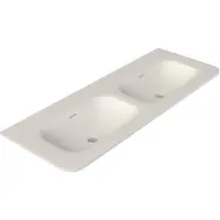 Royal plaza Terra Meubelwastafel - 121x46x1.2cm - 2 wasbakken - zonder kraangat - solid surface - afgeronde hoeken - wit mat SW1418386