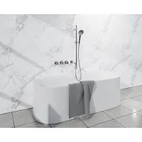 FortiFura Nebbio Badcombinatie-set - thermostaatkraan - glijstang met geïntegreerde wandaansluitbocht - metalen doucheslang - ronde handdouche - uitloop - chroom