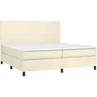 vidaXL Boxspring met matras kunstleer crèmekleurig 200x200 cm