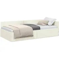 vidaXL Hoek Bed Frame met hoofdeinde Crème 80 cm x 200 cm Fluweel