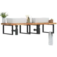 vidaXL Badkamer wandschap staal en massief acaciahout