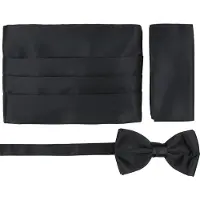 Suitable Cumberband Strik Pochet Set Zwart -