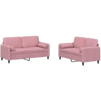 vidaXL 2-delige Loungeset met kussens fluweel roze