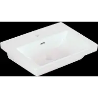 Villeroy & Boch Wastafel subway 3.0 met ceramicplus 1 kraangat met overloop 55x44x16.5 cm stone white