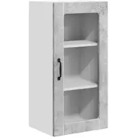 vidaXL Wandglas Kasten LUCCA Betongrijs 40 x 31 x 80 cm Bewerkt hout