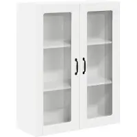vidaXL Wandkast met glazen deuren, model LUCCA, wit, 80 x 31 x 100 cm, materiaal: houtvezelplaat