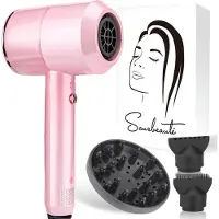 Sansbeauté Föhn met Diffuser – Ionische Haardroger – Borstel - Reisföhn - 3 Opzetstukken - Krullen – Coolshot – 3 Standen – Haarföhn met Diffuser – Hair Dryer - 2000W - Pink