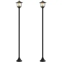 vidaXL Set van twee lantaarnpalen met LED-lamp, zwart, 16 x 16 x 156 cm