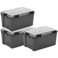 Iris Outdoor Opbergbox met polycarbonaat deksel - 45L - Beste Allround Keuze – Waterdicht & Luchtdicht - Kunststof - Grijs/Transparant/Zwart - Set van 3