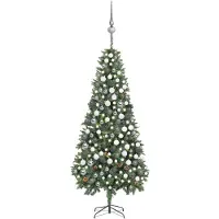 vidaXL Kunstkerstboom met verlichting kerstballen dennenappels 210 cm
