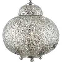 Searchlight Marokaanse stijl tafellamp Fretwork RVS