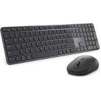 Dell Pro 7 Slim KM726, Draadloos, RF draadloos + Bluetooth, Schaarmechanisme, QWERTZ, Zwart, Inclusief muis
