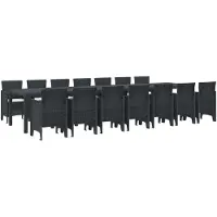 vidaXL Tuin eettafelset met kussens 15 st Antraciet PP
