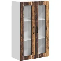 vidaXL Wandglas Kasten LUCCA Oud hout 60 x 31 x 100 cm Bewerkt hout