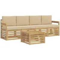 vidaXL Buiten bank set 5 st Wit en Beige Polyester