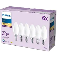Philips Filamentkaarslamp mat 40W B35 E14 x6