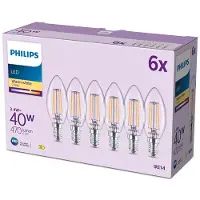 Philips LED lamp E14 | Kaars B35 | Helder | 2700K | 3.4W (40W) | 5 stuks
