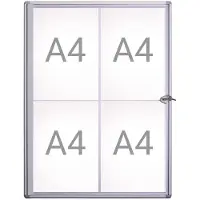 MAUL MAULextraslim Vitrine Magnetisch 4 x A4 Afsluitbaar Binnen 49 (B) x 65,1 (H) cm Zilver