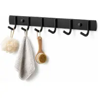 BOTC Kapstok - Wandkapstok - 6 Haken - 42cm - RVS - Muur Kapstok Hangend - Muurhaak - Zwart