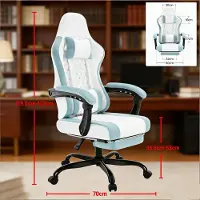OKWISH Ergonomische Bureaustoel 70 x 70 x 127 Cm - Massage Lendensteun - Voor Werk En Gaming - Mesh En Metaal - Blauw Wit