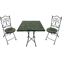 Axi Camilla 3-delige Mozaïek Bistroset Donkergroen | Bistro Set met tafel & 2 stoelen | Balkonset van metaal & Mozaïek design