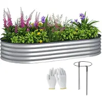 Outsunny tuinbed - Gegalvaniseerd staal - 181x93x30cm - Zilver