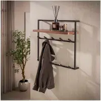 Meubelplaats Kapstok Air Pure hoog 2x6H - Massief acacia bruin - 85x25x75 cm