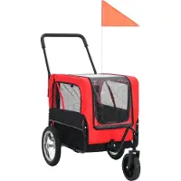 vidaXL Huisdierenfietskar en joggingbuggy 2-in-1 rood en zwart