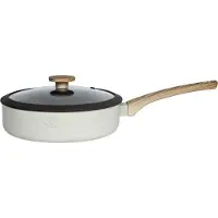 ROYAL SWISS Diepe Pan 28 cm met Deksel – Crèmekleur – Marmeren Krasbestendige Anti-aanbaklaag – Geschikt voor Inductie & Alle Kookplaten – Duurzaam Kookgerei