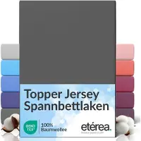 Etérea Himmlische Qualität etérea Topper Jersey Hoeslaken 100x200 - 120x200 cm Oekotex Made in Green - 100% katoen - Antraciet