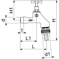 Schlosser JS Uitloopventiel met buisbeluchter, met terugstroombeveiliging, met slangaansluiting, met knevelbediening, zware uitvoering, 3/4'', gepolijst chroom, DVGW gekeurd, 0017502050001