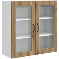 vidaXL Wandglas Kasten PORTO Artisan Eiken 80 x 31 x 80 cm