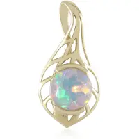 Cavill - 9K Geel Goud Hanger - AAA Welo Opaal 0,765 ct Rond (7 mm) - Filigraan Elegant Luxe Sieraad - Kleurrijke Opaal Cadeau