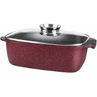 ROYAL SWISS Braadpan 35 CM - 7 Liter - Burgundy - PFAS Vrij - Met Glazen Deksel - Inductie Geschikt - Voor Alle Warmtebronnen